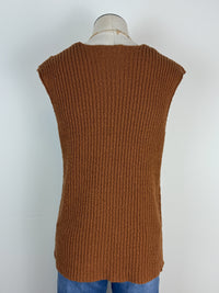 Adley Button Down Sweater Vest in Camel
