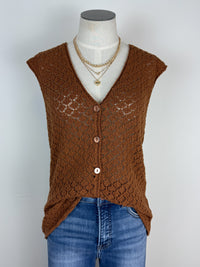 Adley Button Down Sweater Vest in Camel