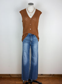 Adley Button Down Sweater Vest in Camel