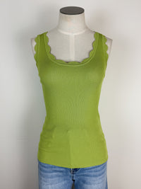 Bella Scalloped Tank in Avocado