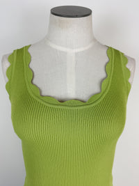 Bella Scalloped Tank in Avocado
