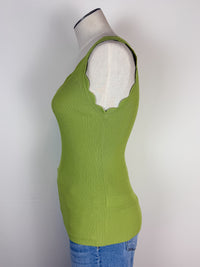 Bella Scalloped Tank in Avocado