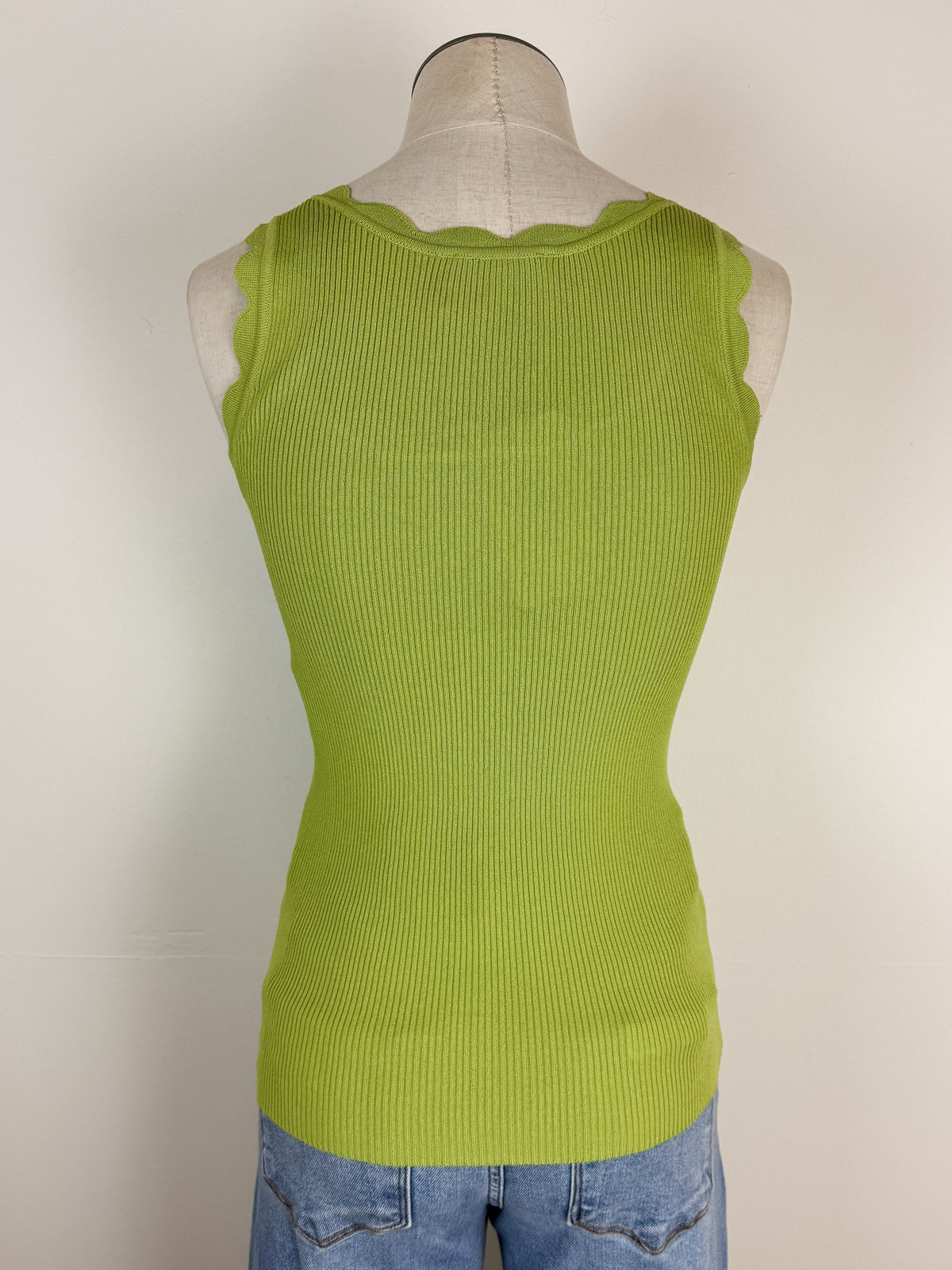 Bella Scalloped Tank in Avocado
