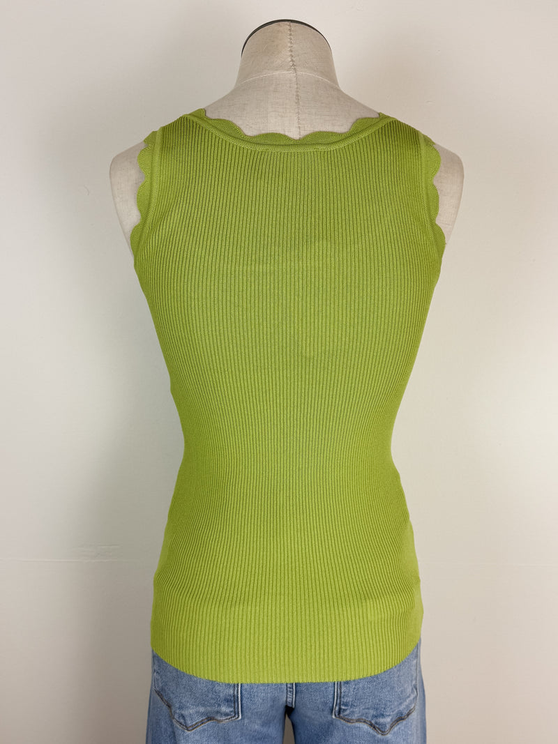 Bella Scalloped Tank in Avocado