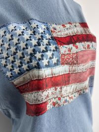 Faux Patchwork Flag Tee in Washed Navy