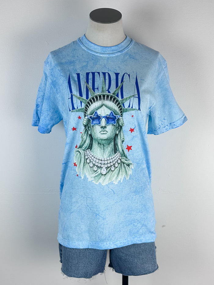 Statue of Liberty Tee in Blue Burst