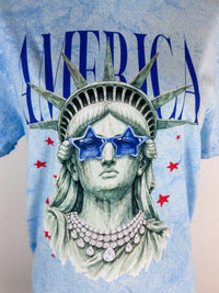 Statue of Liberty Tee in Blue Burst
