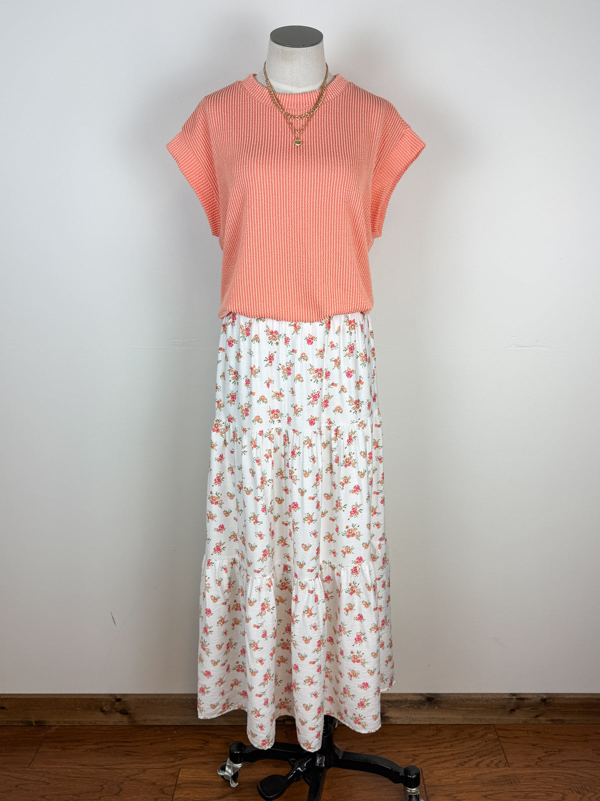 Angie Floral Maxi Skirt in Ivory