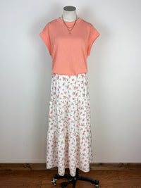 Angie Floral Maxi Skirt in Ivory