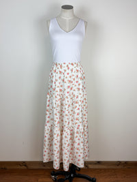 Angie Floral Maxi Skirt in Ivory