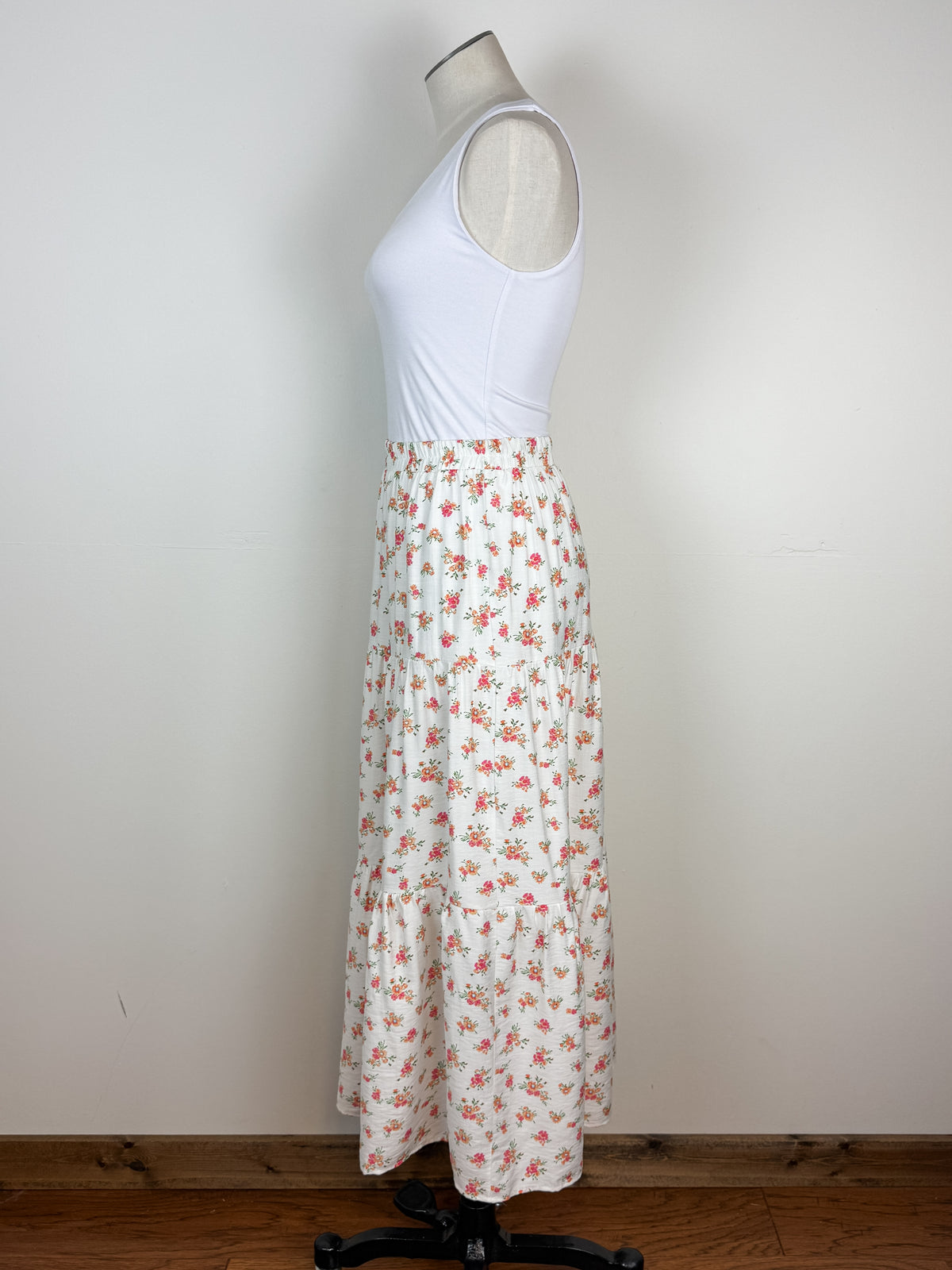 Angie Floral Maxi Skirt in Ivory