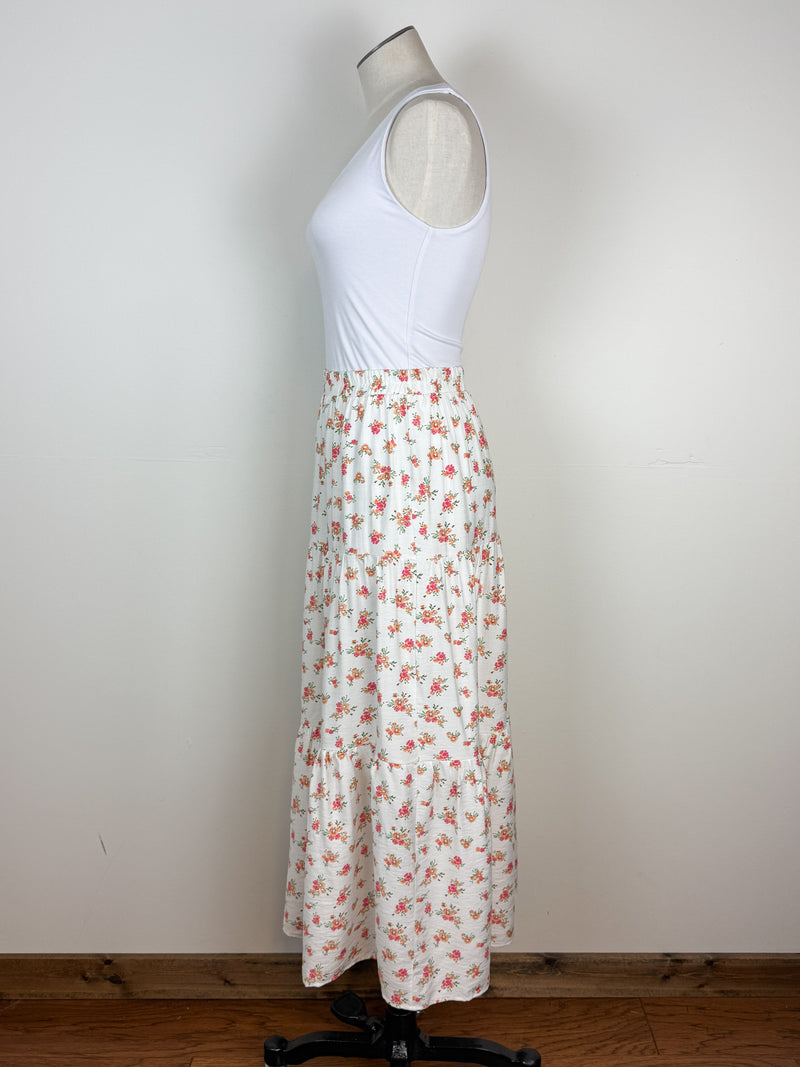 Angie Floral Maxi Skirt in Ivory