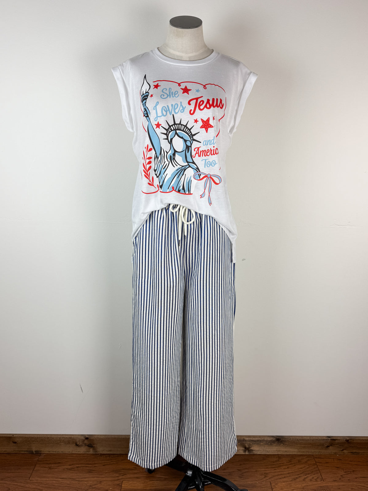 She Loves Jesus Muscle Tee in White