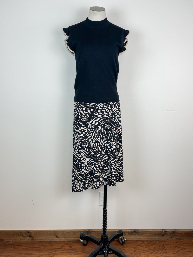 Luella Printed Asymmetrical Skirt in Black