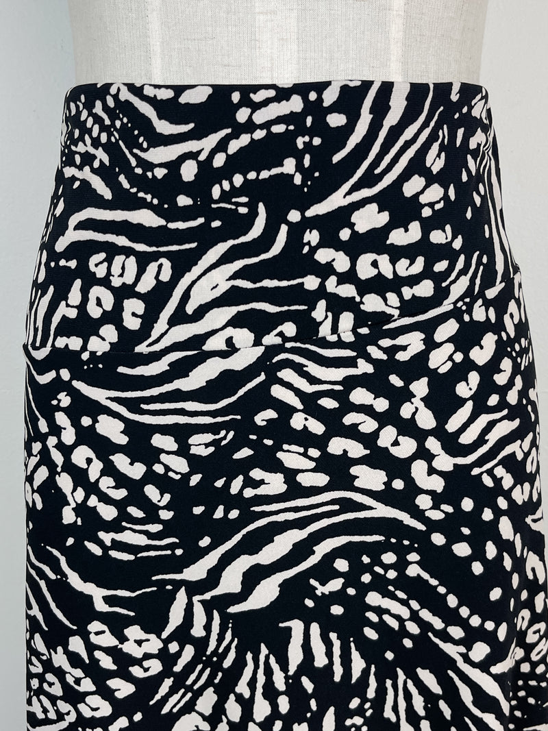 Luella Printed Asymmetrical Skirt in Black