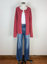 Ava Button Up Cardigan in Berry