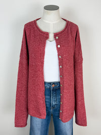 Ava Button Up Cardigan in Berry