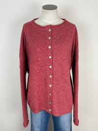 Ava Button Up Cardigan in Berry