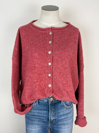 Ava Button Up Cardigan in Berry