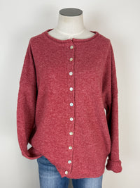 Ava Button Up Cardigan in Berry