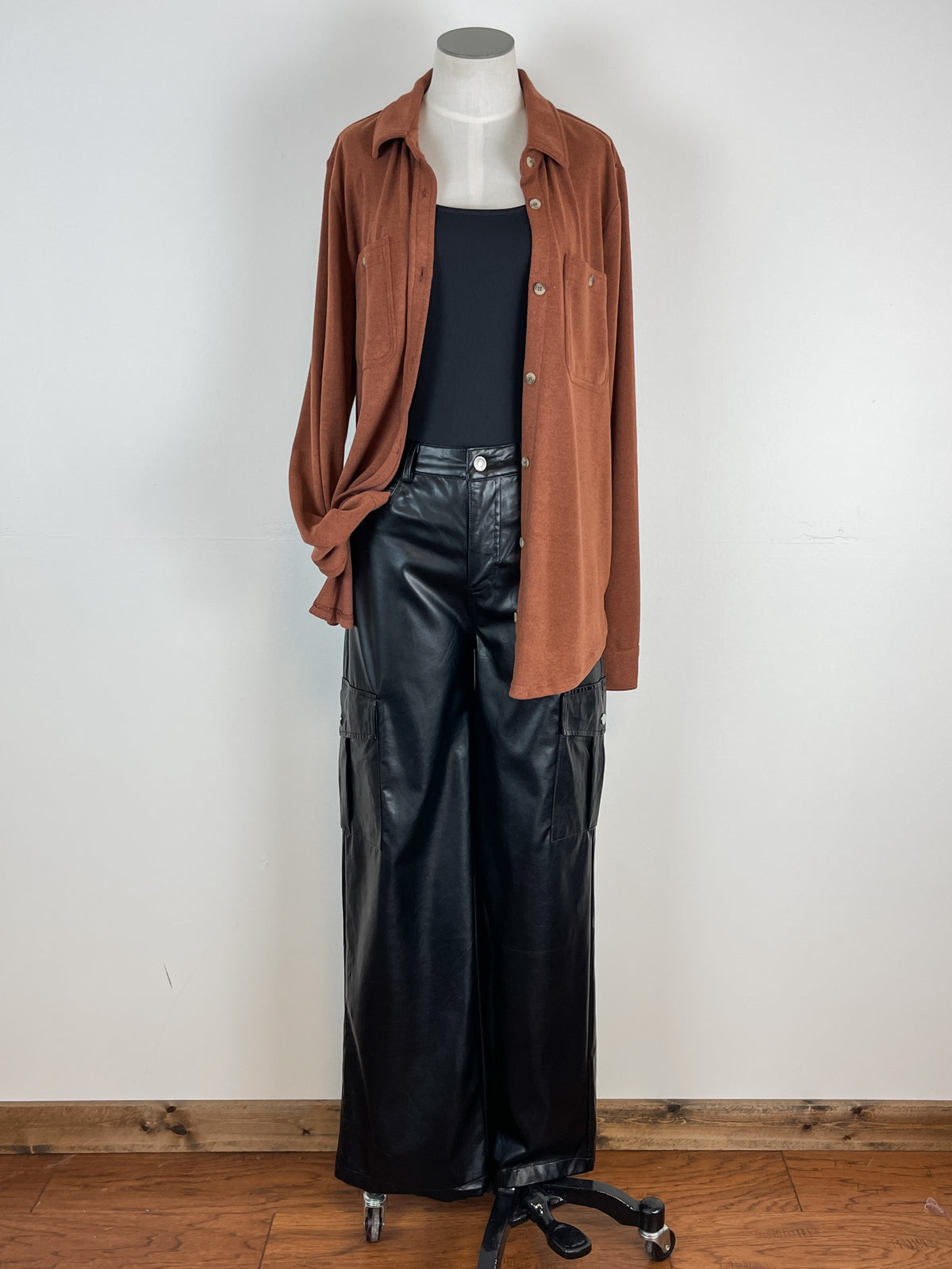 Zara + Faux Leather Cargo Pants