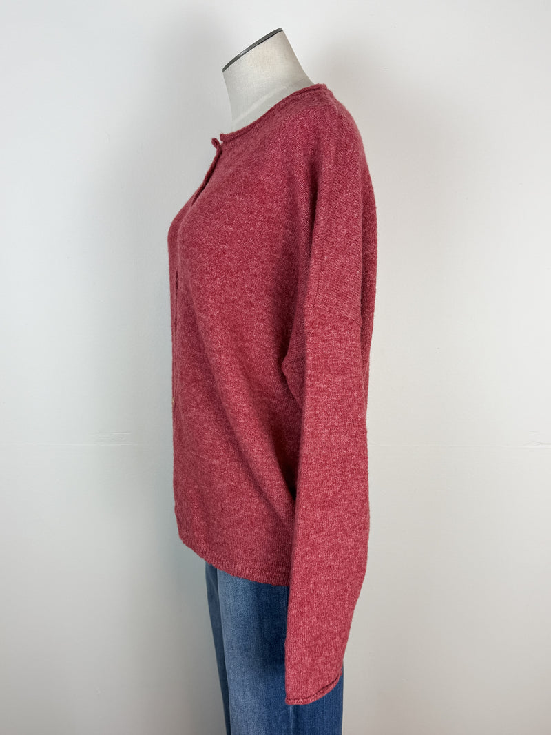 Ava Button Up Cardigan in Berry