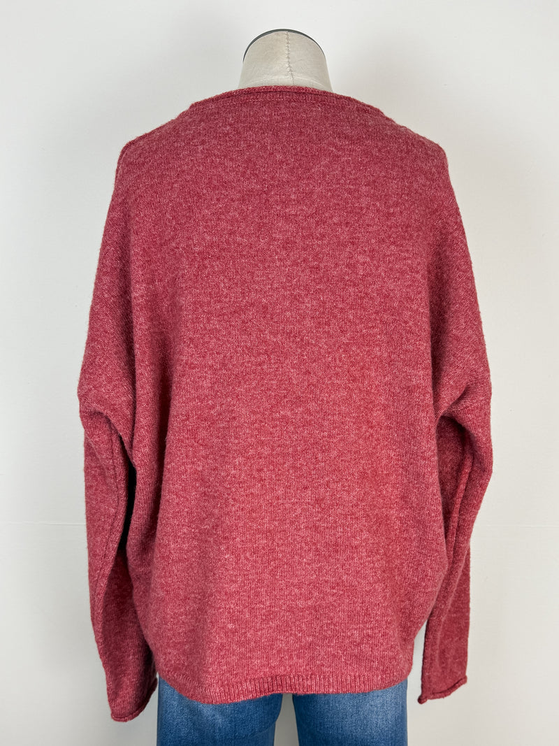 Ava Button Up Cardigan in Berry
