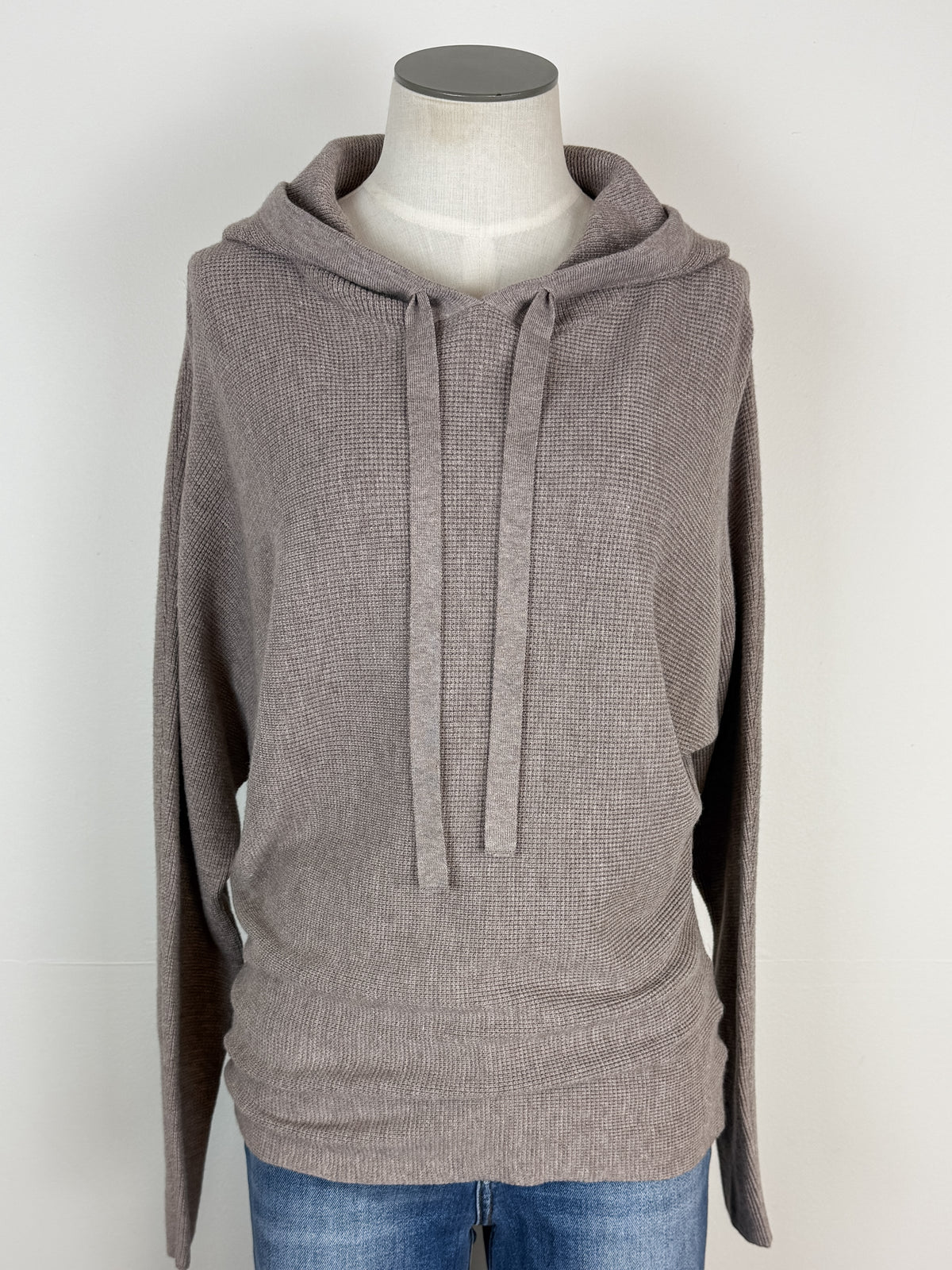 Amelia Mini Waffle Hoodie in Mocha
