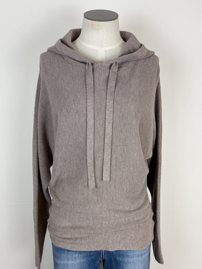 Amelia Mini Waffle Hoodie in Mocha