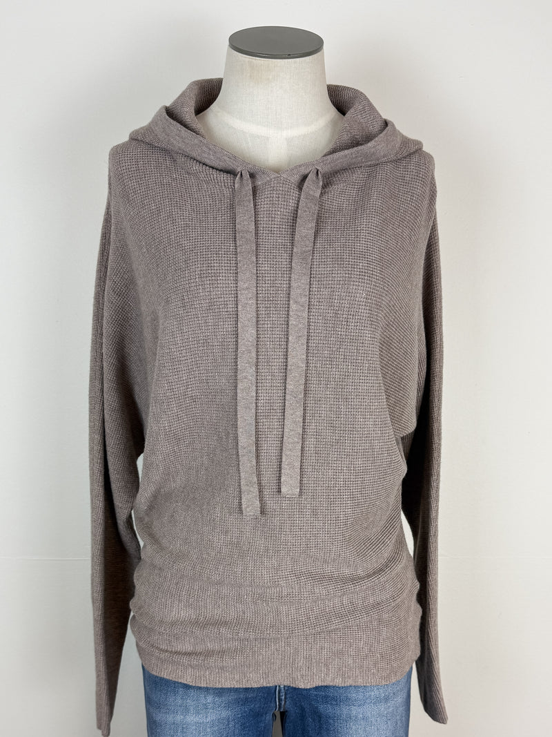 Amelia Mini Waffle Hoodie in Mocha