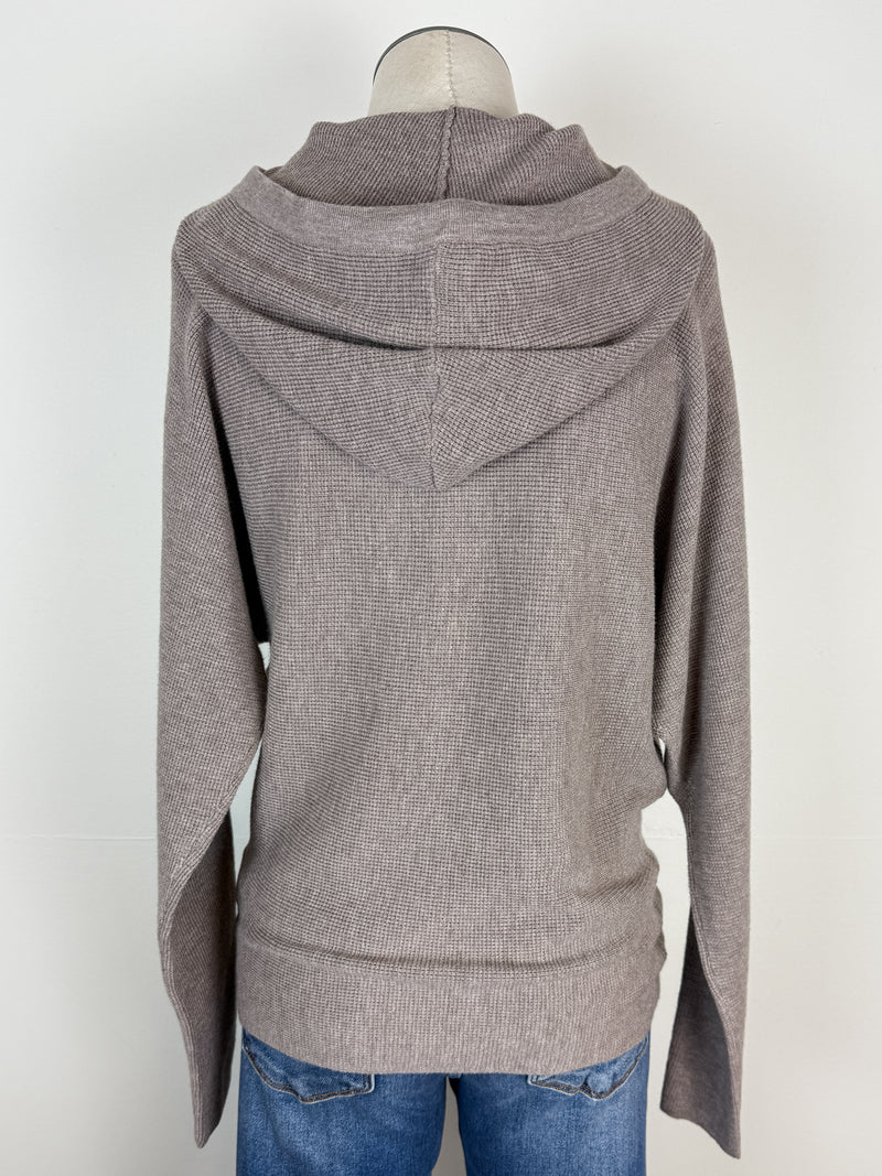 Amelia Mini Waffle Hoodie in Mocha