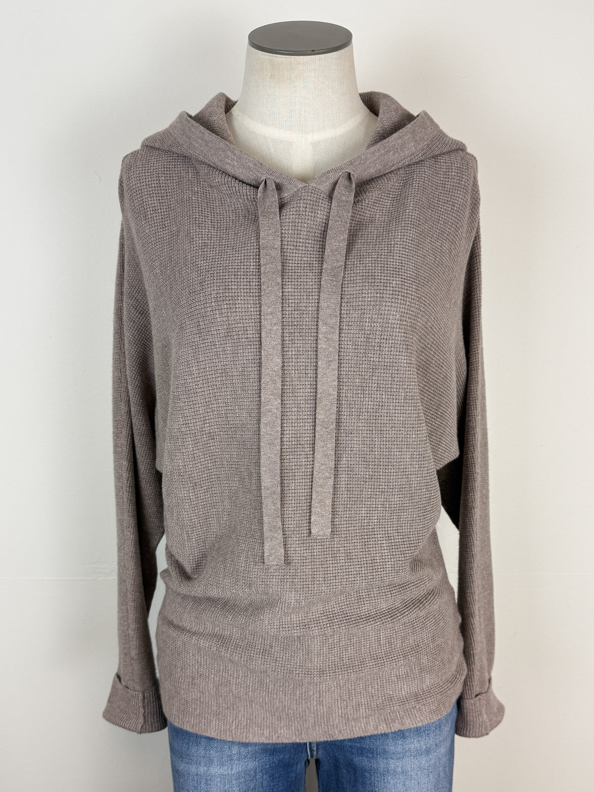 Amelia Mini Waffle Hoodie in Mocha