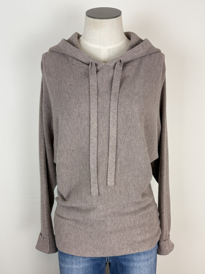 Amelia Mini Waffle Hoodie in Mocha