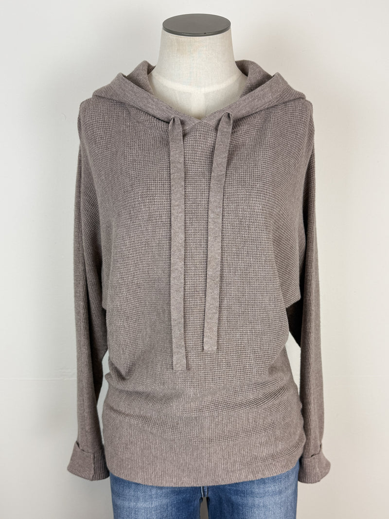 Amelia Mini Waffle Hoodie in Mocha