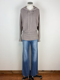 Amelia Mini Waffle Hoodie in Mocha