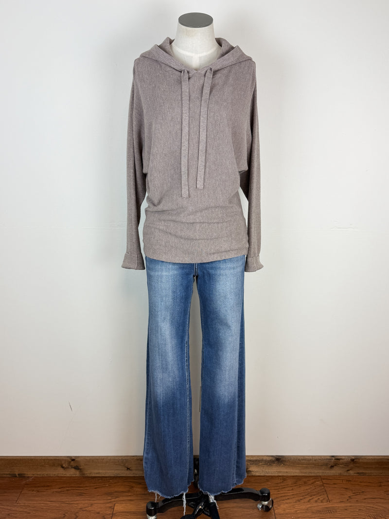 Amelia Mini Waffle Hoodie in Mocha