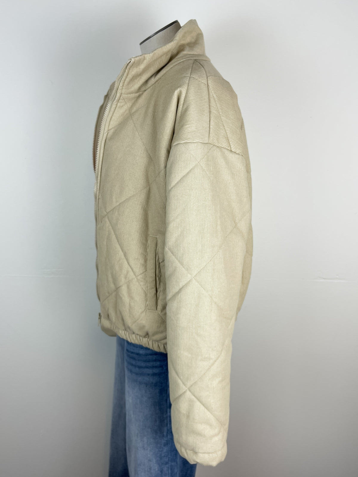 Whitney Quilted Corduroy Jacket in Tan