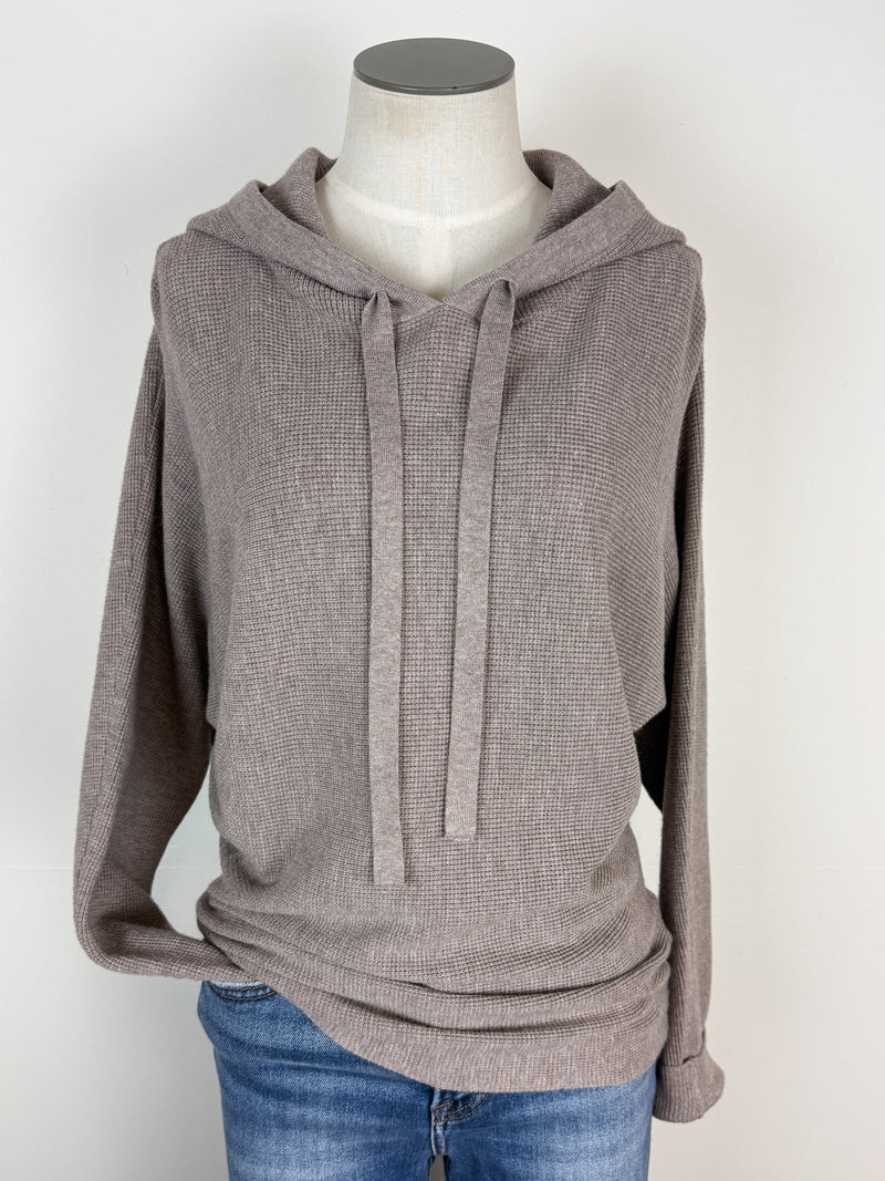 Amelia Mini Waffle Hoodie in Mocha