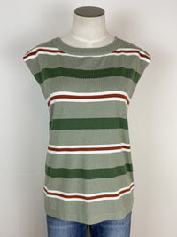 Sophia Striped Sweater Tank in Sage