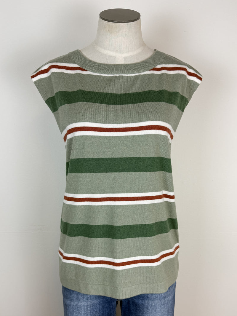 Sophia Striped Sweater Tank in Sage