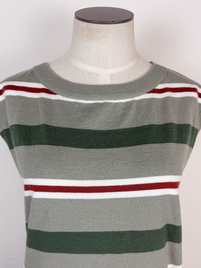 Sophia Striped Sweater Tank in Sage
