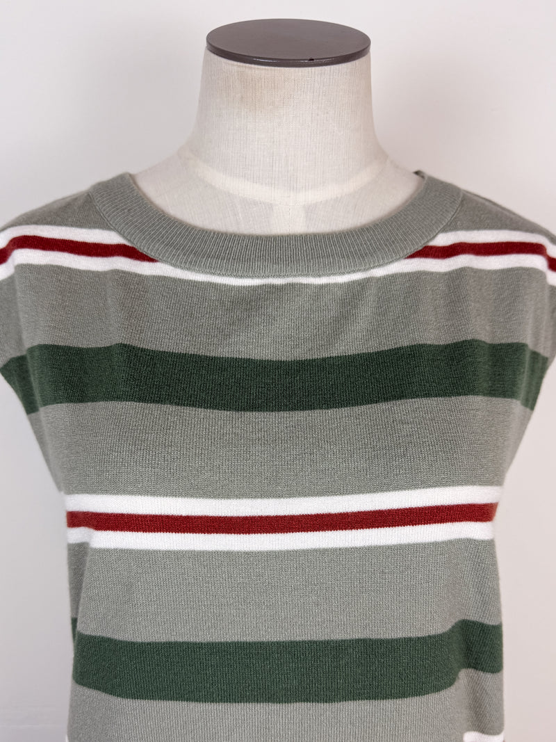 Sophia Striped Sweater Tank in Sage