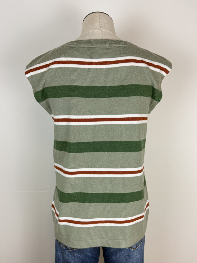 Sophia Striped Sweater Tank in Sage