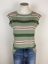 Sophia Striped Sweater Tank in Sage