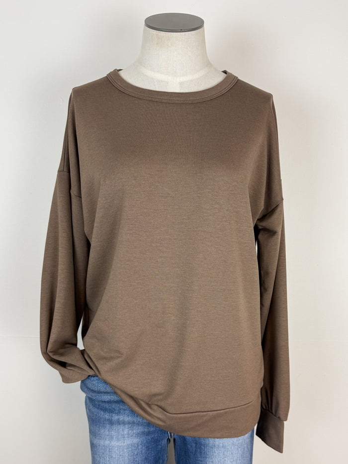 Addy Long Sleeve Top in Brown