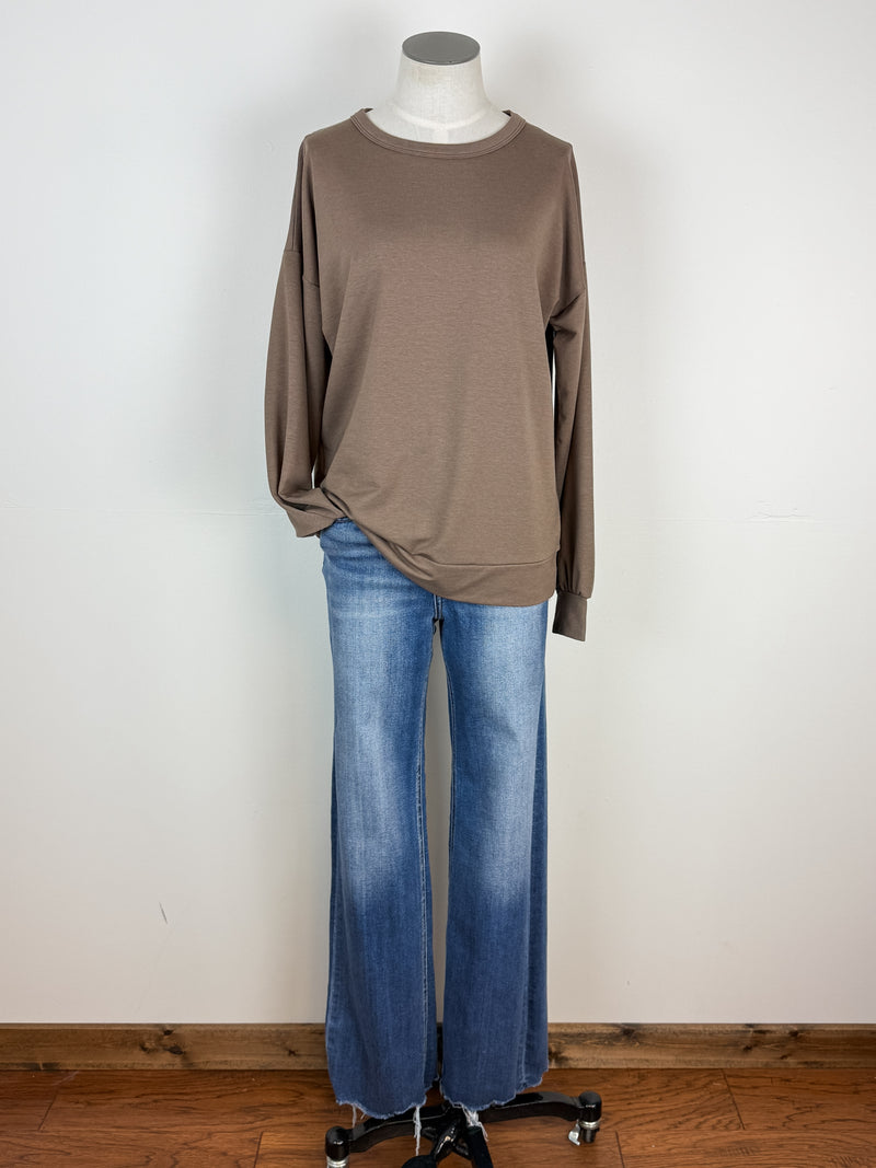 Addy Long Sleeve Top in Brown
