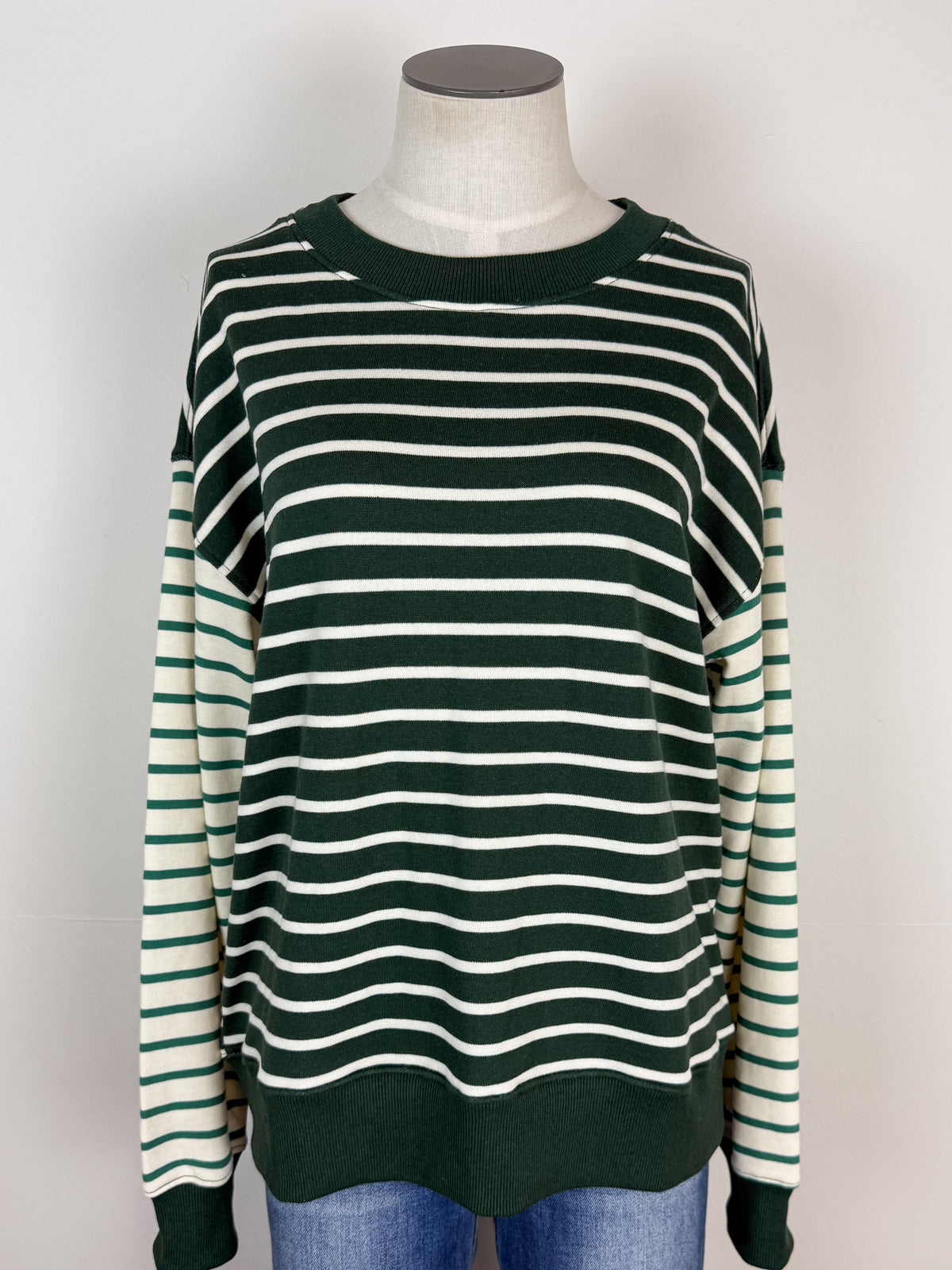 Olivia Mix Stripe Pull Over in Forrest