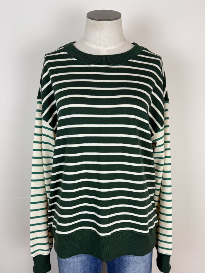 Olivia Mix Stripe Pull Over in Forrest