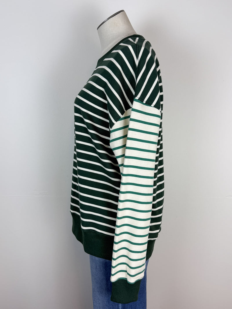 Olivia Mix Stripe Pull Over in Forrest