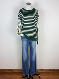 Olivia Mix Stripe Pull Over in Forrest